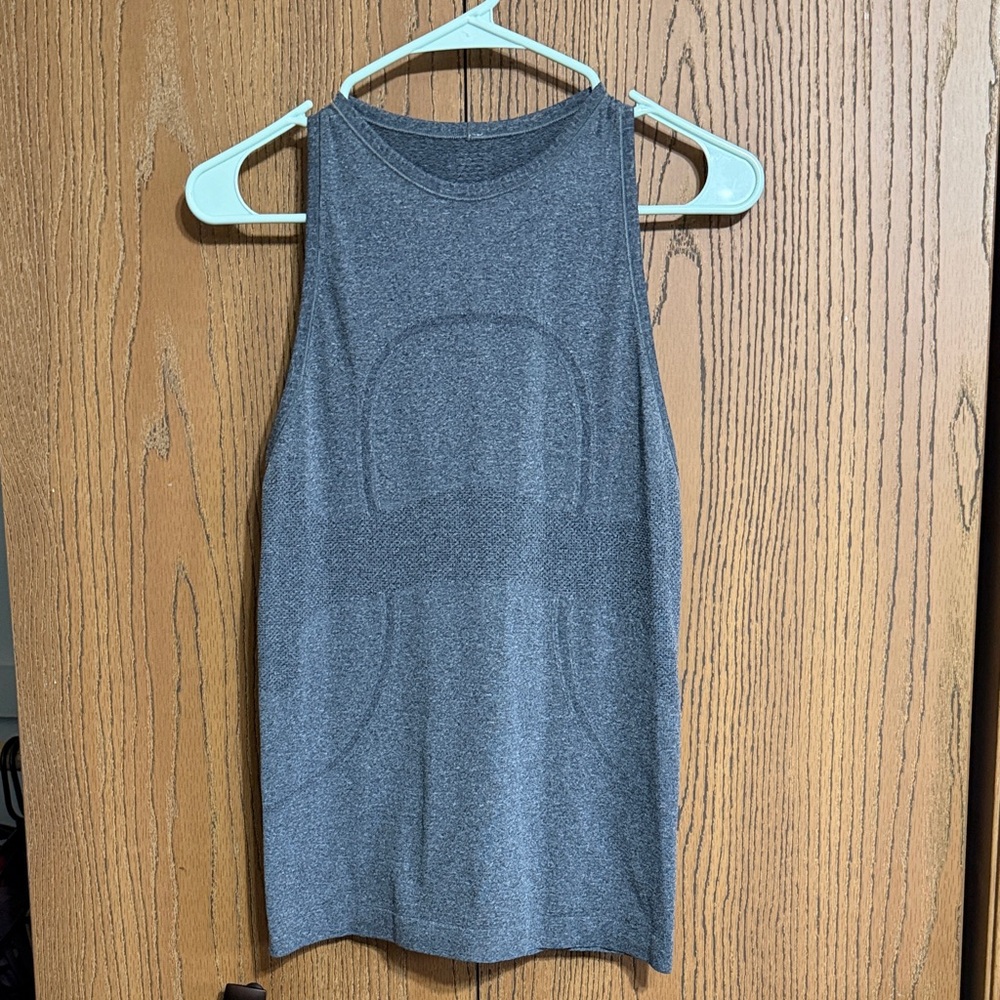 Lululemon Swiftly Tech High Neck Tank Top Sz4 Dark Grey